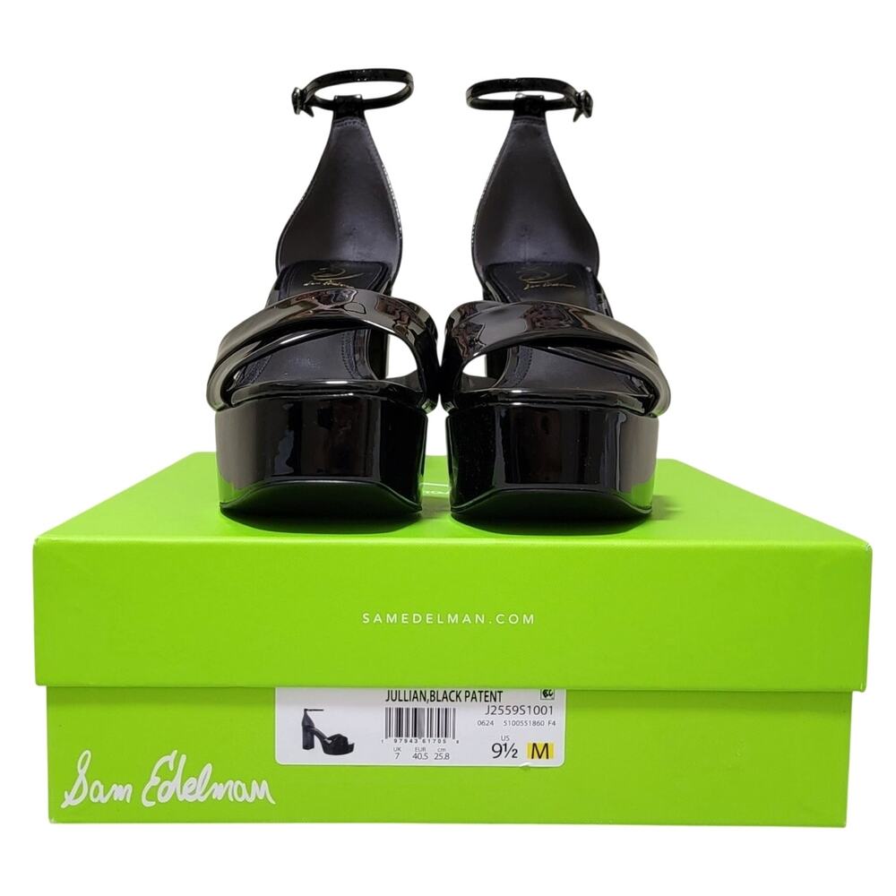 Sam Edelman Women Jullian Ankle Strap Platform Sandals Size US 9.5M Black Patent - Picture 5 of 5